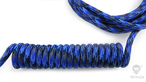 Coiled Denim Paracord Sleeved Cable